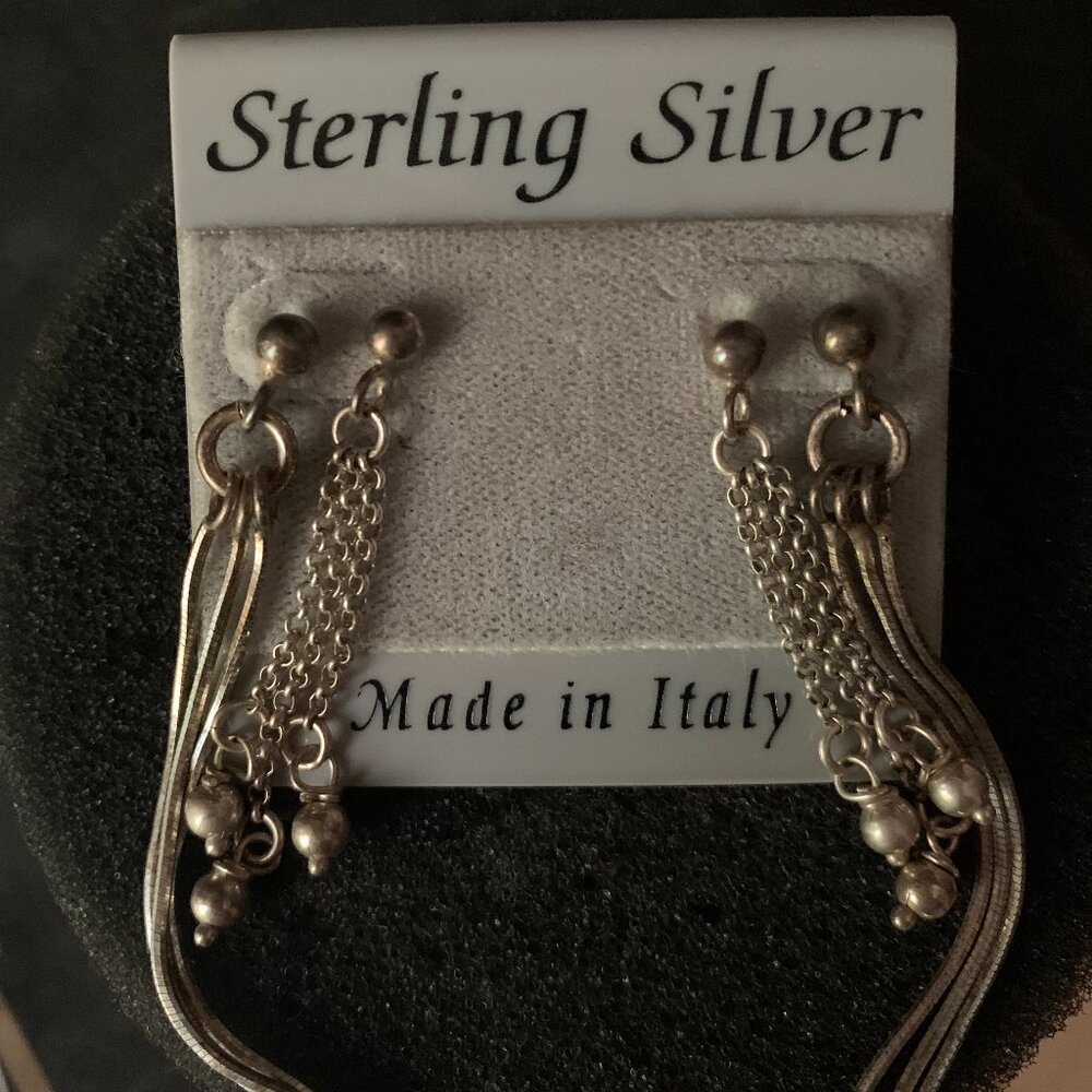 925 Sterling Silver 2 pairs Earrings Made in Italy